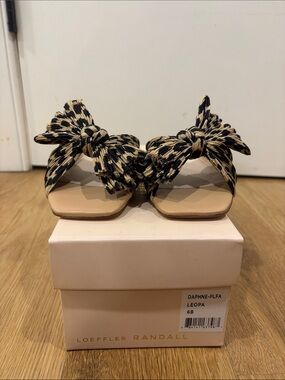 Loeffler Randall Black & Beige Daphne Bow Sandals